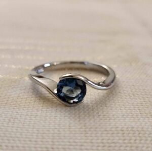 New 925 Silver Round Cut Blue Sapphire Ring for Women